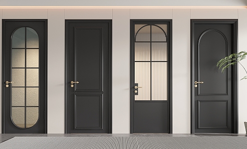 French Interior Door Bedroom Door Room Door Single Door Changhong Glass Swing Door 3d model