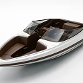 Modern White Yacht With Brown Interior Seats And Open Cockpit Design