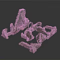 Ancient Ruins Stone Architectural Components With Ruined Walls Arched Structures And Stone Windows 3d model