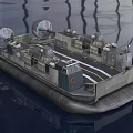 Hovercraft Number 4 With Pontoon Deck And Propeller Fans On Water Surface