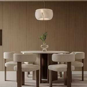 Dining Table and Chair Middle Ancient Furniture Green Plant Ornaments Chandelier 3d model