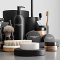 Black Bathroom Accessories Set With Toiletries Brushes Bottles And Storage Containers