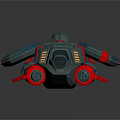 Futuristic Sci fi Vehicle Model With Gray Red Design And Mechanical Details