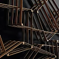 Geometric Wall Mounted Shelves With Modern Metallic Frame And Stacked Books For Contemporary Room Decoration