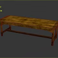 Traditional Wooden Bench With Rectangular Solid Wood Top And Natural Grain Design 3d model