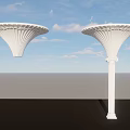 White Umbrella shaped Building Components With Column Supported Structure Outdoor 3d model
