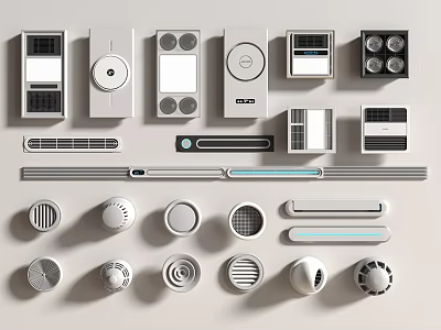 Modern Smart Home Control Devices Sensors With White Grey Design And Various Shapes 3d model