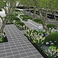 Commercial Street Surrounded by High Rise Buildings with Green Landscaping and Trees