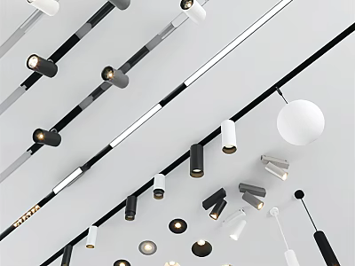Ceiling Lighting Design With Downlights And Spotlights For Modern Home Interior 3d model