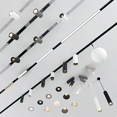 Ceiling Lighting Design With Downlights And Spotlights For Modern Home Interior 3d model