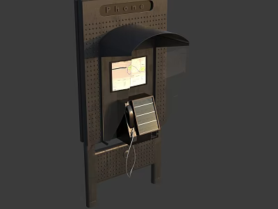 Roadside Public Phone Facility With Map Display Solar Panel And Shelter 3d model