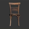 Classic Wooden Chair Furniture With Slatted Backrest Round Seat And Sturdy Frame