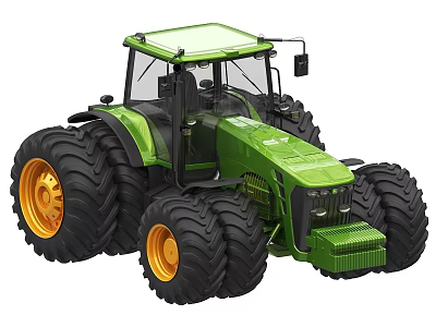 Modern Green Agricultural Tractor with Large Tires and Yellow Rims for Farming Operations 3d model