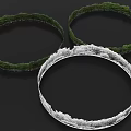 Circular Garden Landscape Design Featuring Green Plants And White Ring Structures