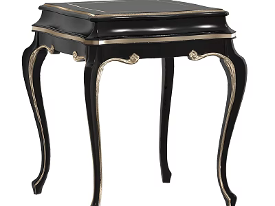 Elegant Black Corner Table With Gold Accents And Curved Carved Legs 3d model