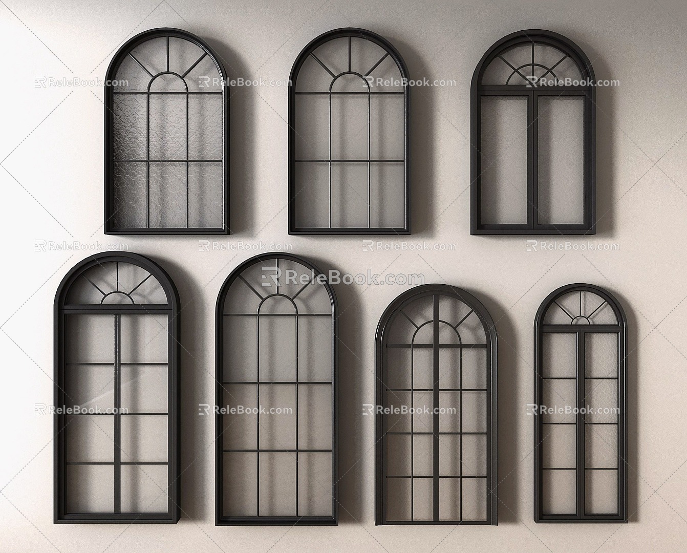 French windows retro casement window casement window arched window window glass window 3d model