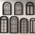 French windows retro casement window casement window arched window window glass window 3d model