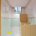 Green Walled Room With Ceiling Fan Window Wooden Lockers And Storage Cubbies