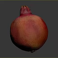 Single Fresh Ripe Red Pink Pomegranate Fruit on Dark Background with Natural Texture