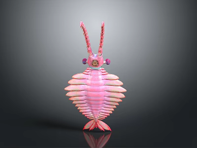 Pink Insect Like Creature 3D Model with Long Antennae Segmented Body and Wing Structures 3d model