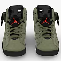 Olive Green High Top Shoes With Velcro Strap Red Logo Black Sole And Suede Upper
