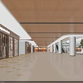 Spacious Bright Modern Shopping Mall Hall With Glass Skylight Escalators And Elegant Hanging Art Decorations