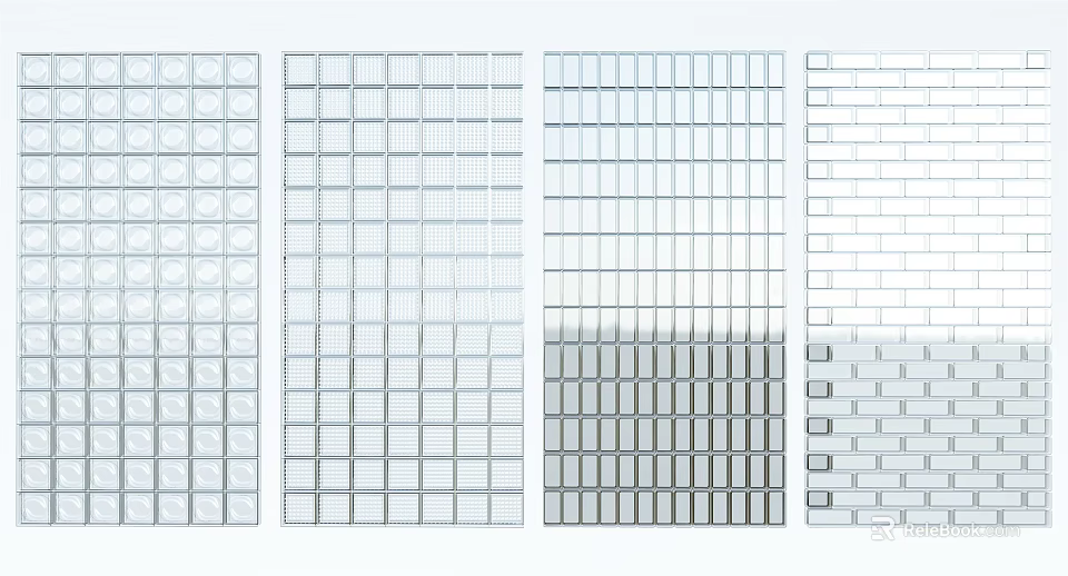 Wall Tiles With Various Grid Patterns And Color Options For Interior Design 3d model