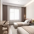 Modern Hotel Guest Room With King Bed Beige Sofa Coffee Table And TV