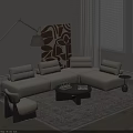 Modern Comfortable Sofa and Coffee Table Set With Marble Top Floor Lamp and Area Rug