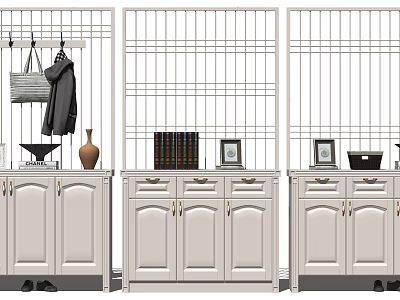 Jane European Shoe Cabinet Hallway Screen Shoe Cabinet Accessories Ornaments 3d model