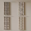 Different Curtain Designs Hanging On Wall With Various Patterns And Textures 3d model