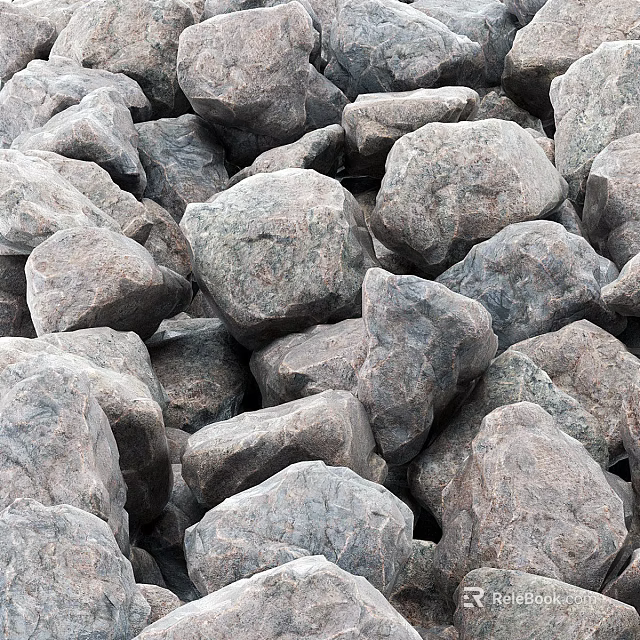 Natural Gray Stones Pile For Landscaping And Construction Projects 3d model