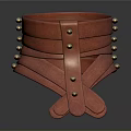 Red Leather Neckband Accessory With Metal Rivets And Cross Straps Design