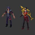 Diverse Game And Movie Characters With Unique Costumes And Weapon Designs