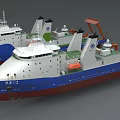 Large Blue White Red Cargo Ships With Deck Cranes And Modern Hull Design