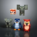 Cute Pixel Art Animal Characters Including Koala Penguin Owl And Elephant