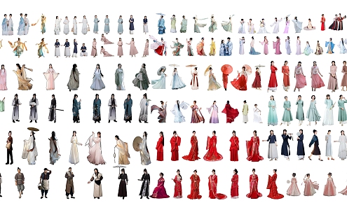 New Chinese-style Multi-character Combination Hanfu 3d model