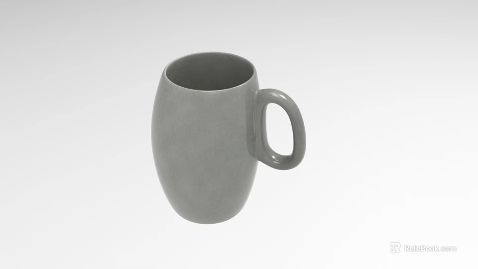 Modern Grey Ceramic Cup With Minimalist Design And Comfortable Handle Grip 3d model 