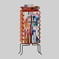 Modern Side Table With Orange Frame Colorful Abstract Pattern And Black Metal Legs