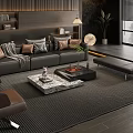 Modern Living Room Interior Design With Grey Sofa Marble Coffee Table And Area Rug