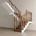 Modern Wooden Staircase Interior Design With Elegant Railings And White Steps
