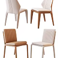 Modern Dining Chairs With Ribbed Backrest Padded Seats And Wooden Legs In Brown Beige White