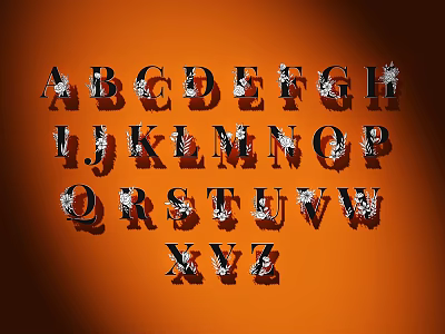 Stylish Decorative Uppercase Letters With Intricate Patterns On Orange Background 3d model