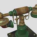 Vintage Daily Electrical Appliance Classic Green And Gold Rotary Dial Telephone With Decorative Brass Accents