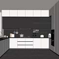 Modern Kitchen Interior With White And Black Cabinets Sleek Countertop And Under Cabinet Lighting