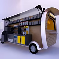 Modern Mobile Milk Tea Shop With Open Service Window And Beverage Display Shelves And Prep Counter