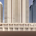 Modern High Rise Residential Towers With Green Lawn And Clear Sky