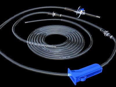 Essential Medical Device Transparent Tube With Blue Connector And Metal Needle 3d model
