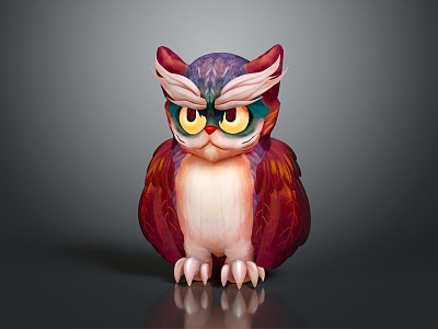 Owl grimace owl long-eared owl wulin owl monkey face owl carved owl 3d model