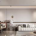 Modern Living Dining Room Interior With Sofa Coffee Table TV Wall Area Rug And Plant